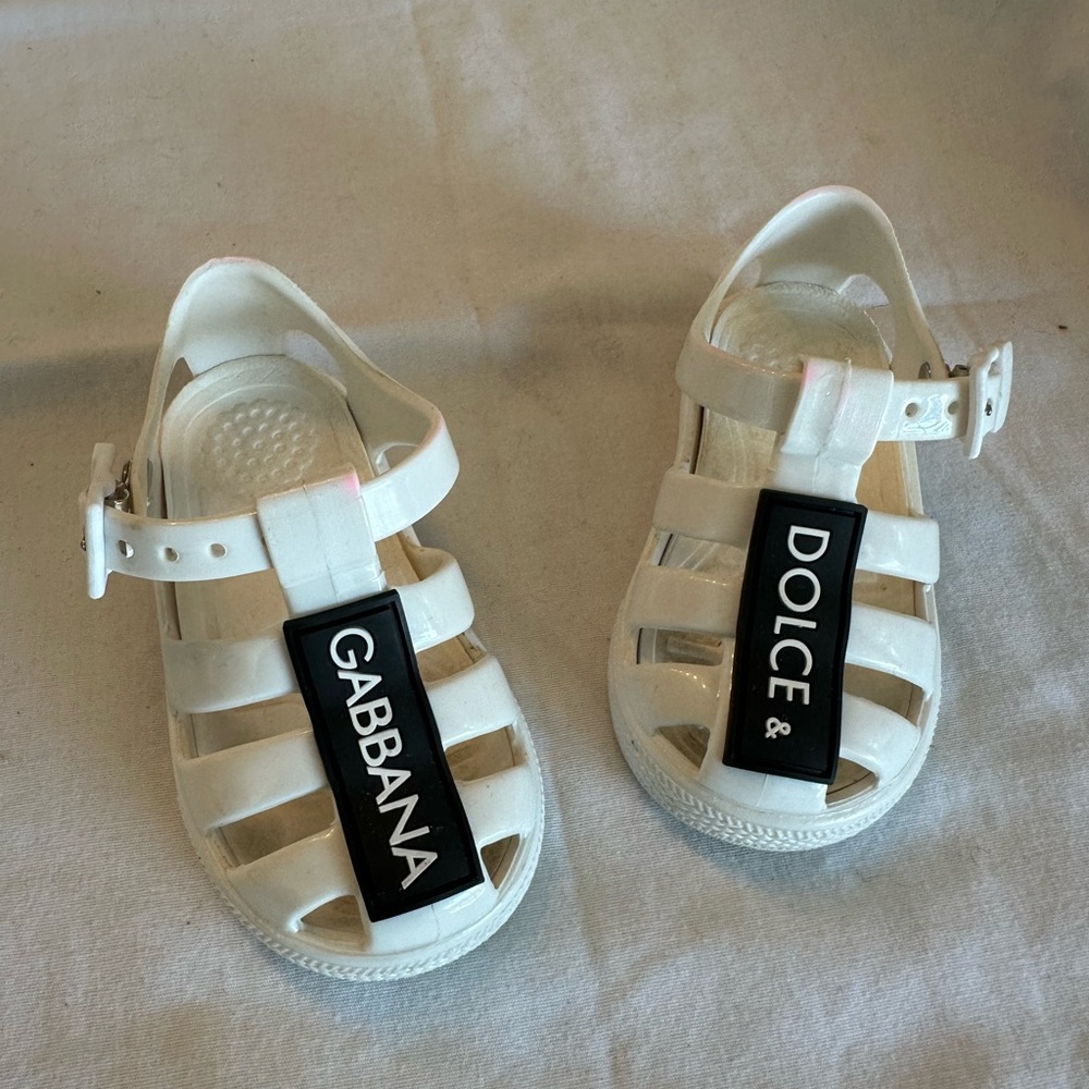 Dolce & Gabbana White Strappy Sandals with Adjustable Buckle